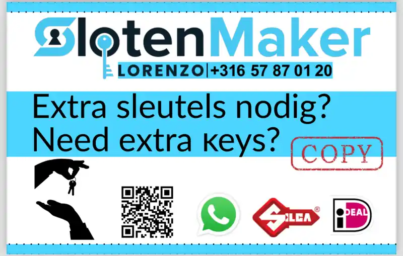 Sleutelmaker Rotterdam – Locksmith Slotenmaker Lorenzo, extra sleutels bijmaken